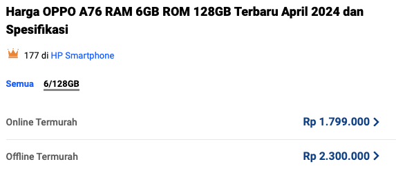 Smartphone Terbaik 2 Juta-an - Rekomendasi Terbaik 9 Harga Oppo A76